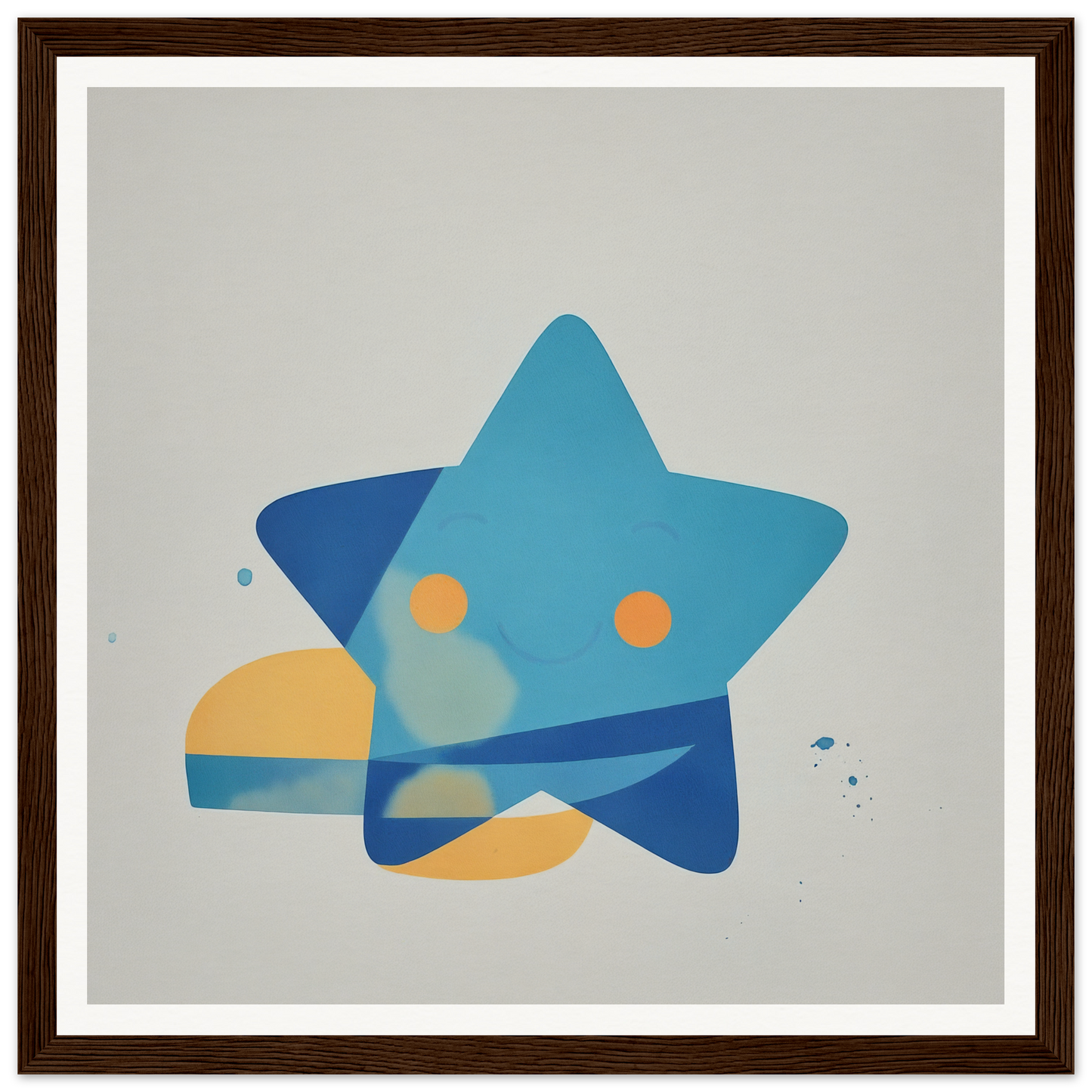 Joyful Starburst Whimsy featuring a blue star shape with overlapping orange circles