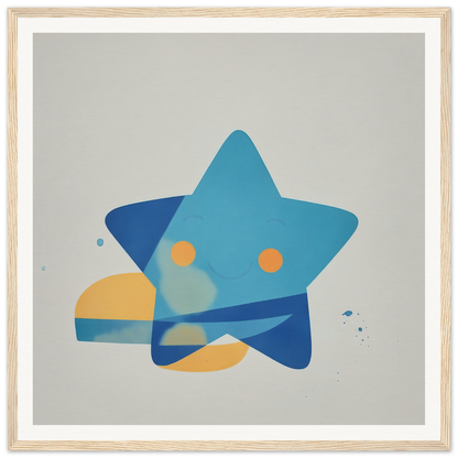 Blue star shape adorned with orange circular elements in Joyful Starburst Whimsy design