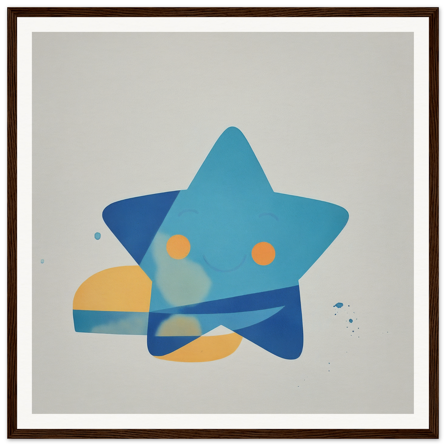 Blue star shape with orange circles, part of Joyful Starburst Whimsy design