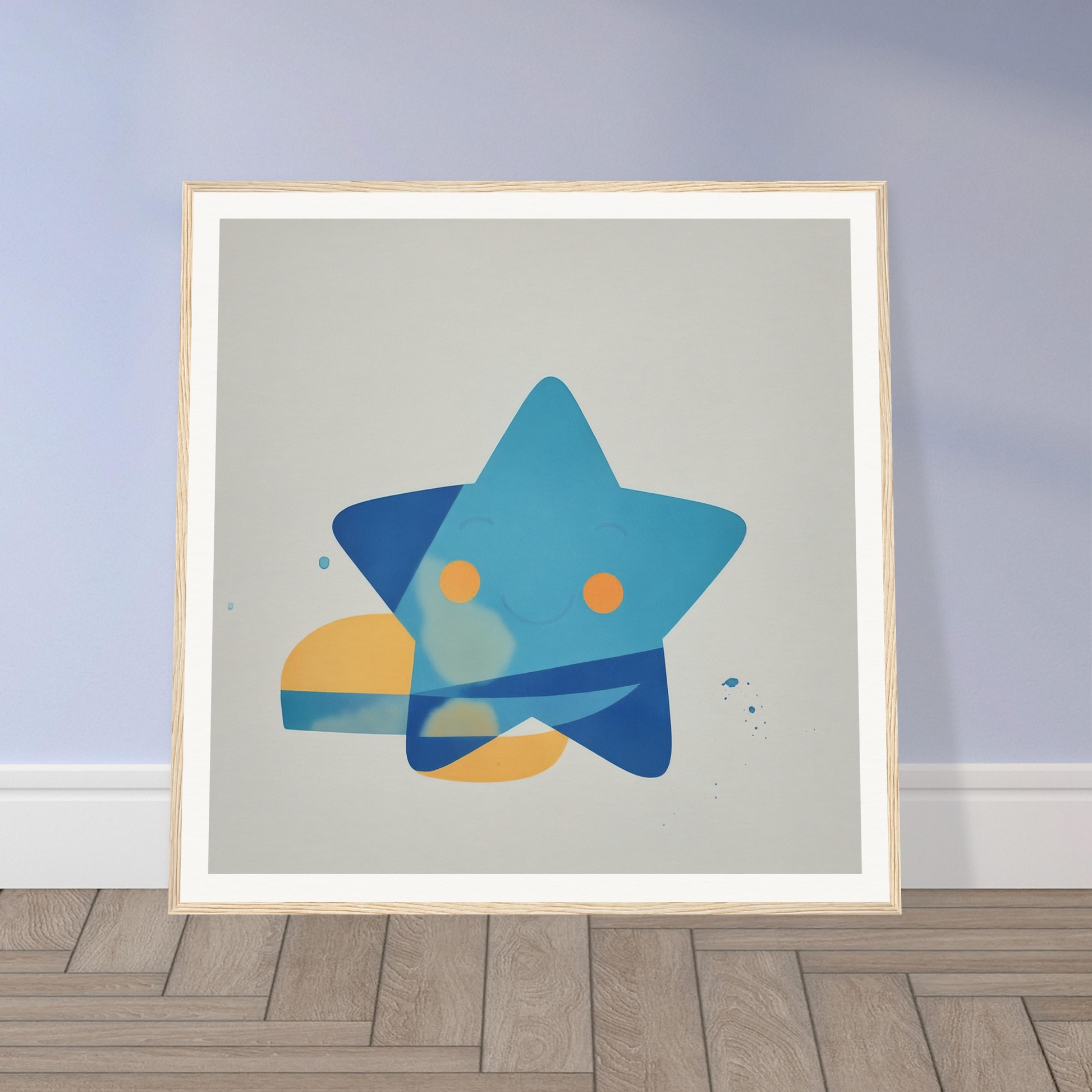 Star-shaped artwork showcasing a beach sunset in joyful starburst whimsy design