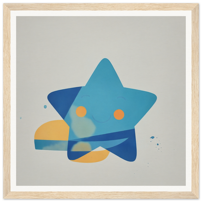 Blue star shape with orange circular elements in Joyful Starburst Whimsy design