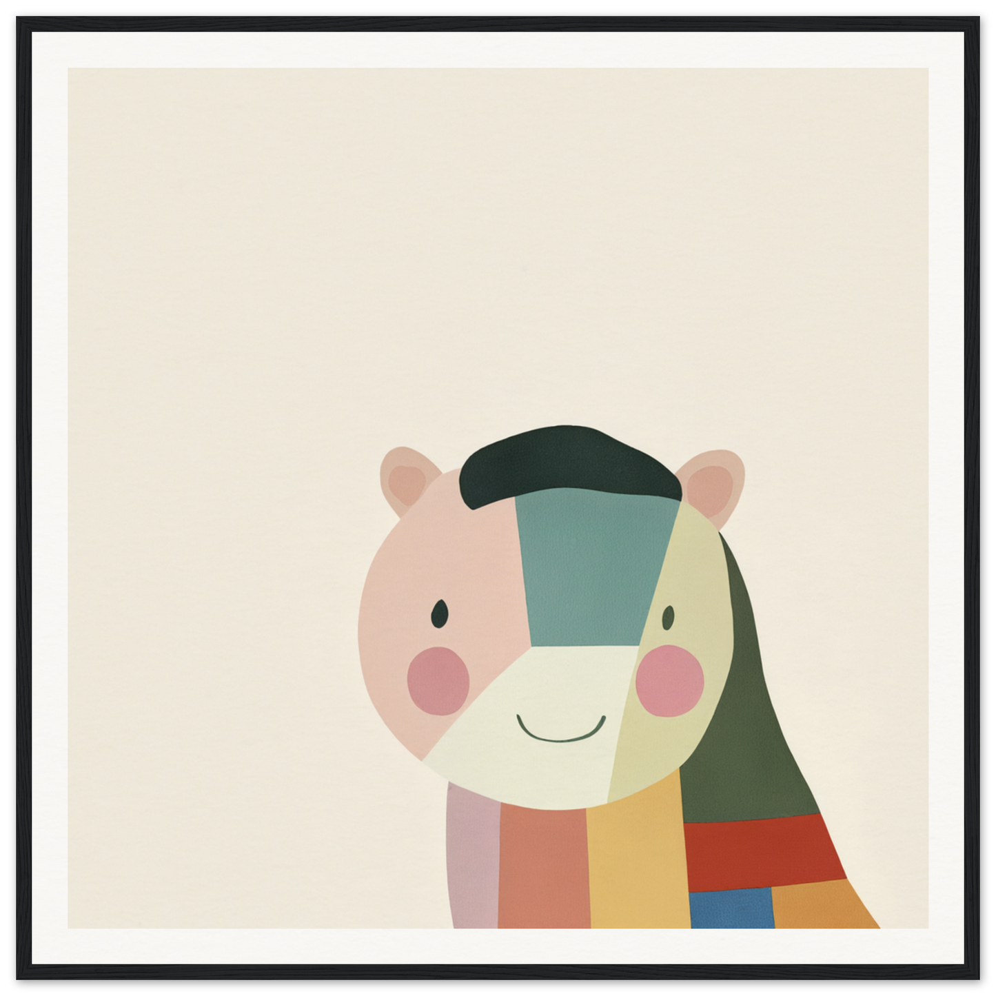 Colorful geometric bear face illustration in Joyous Sensus Surfaces collection