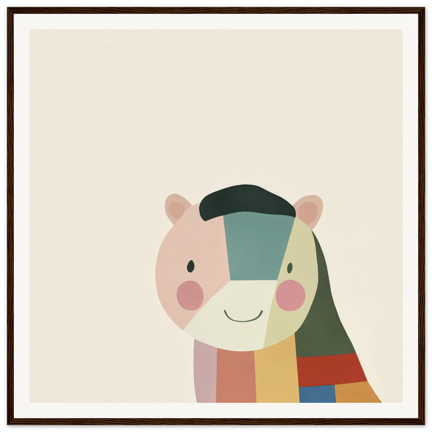 Colorful geometric bear face illustration for Joyous Sensus Surfaces product