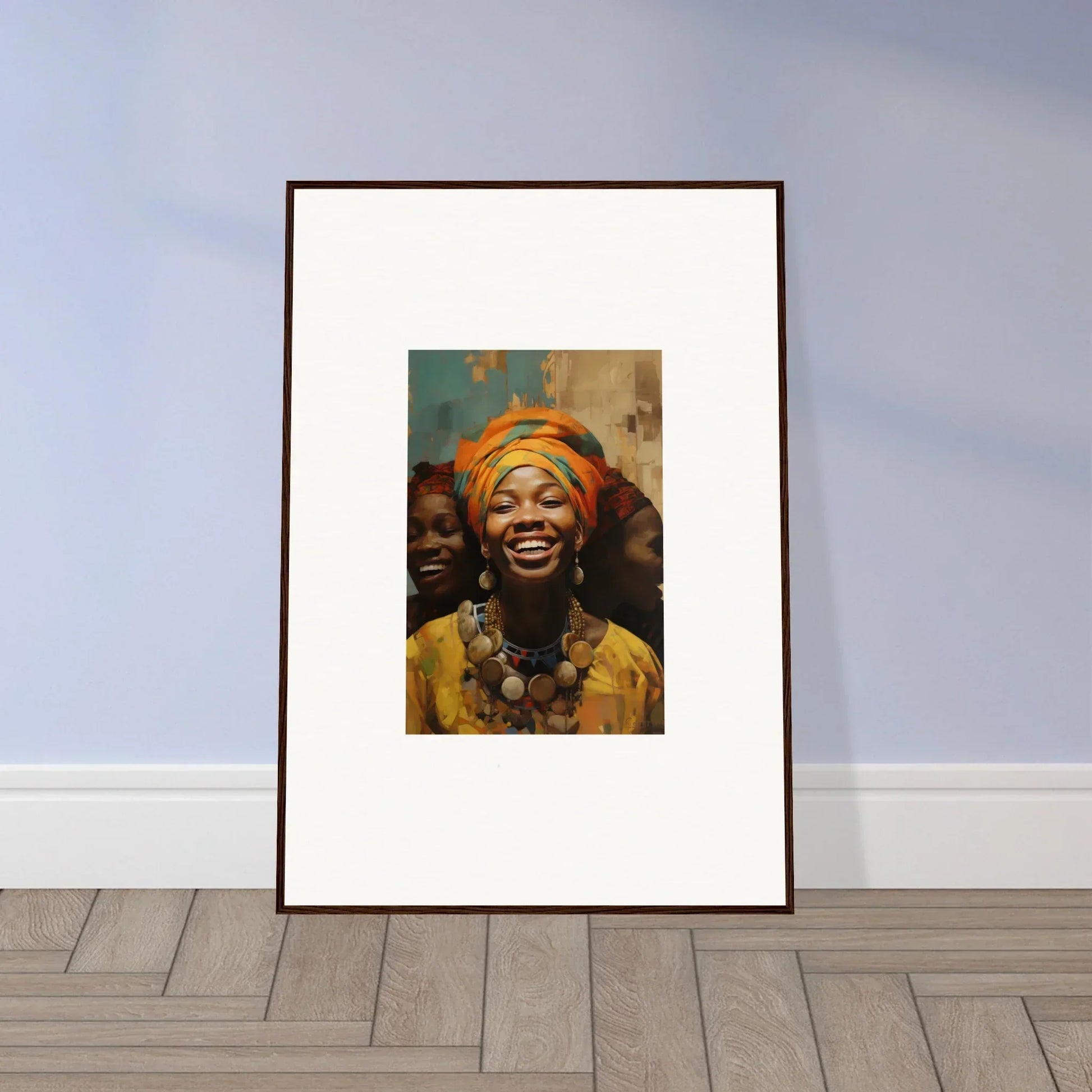 Framed wall art of Joyous Spirtbeam featuring a person in a vibrant yellow outfit