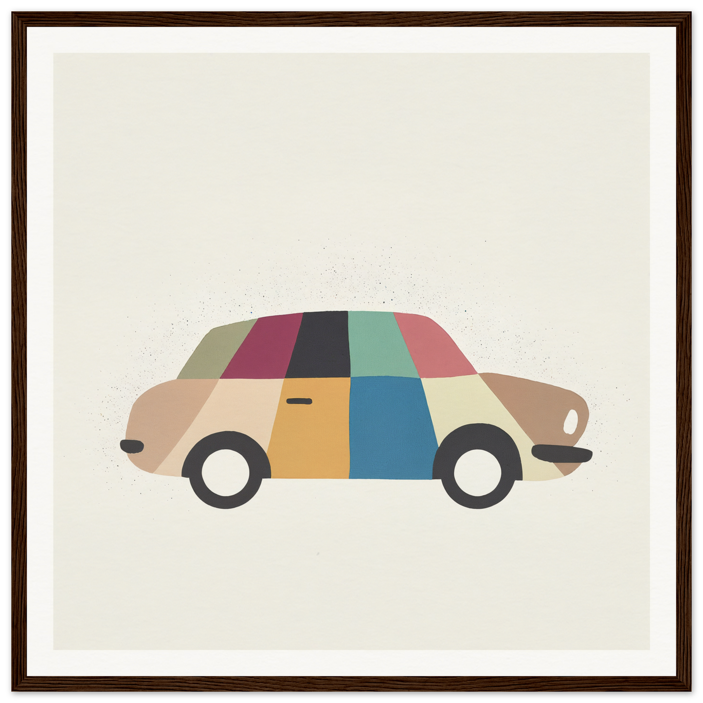 Colorful patchwork Kaleidoscope Car Jazz in a minimalist artistic style