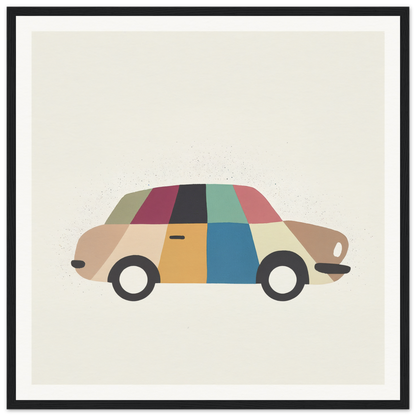 Colorful geometric patchwork car in minimalist art for Kaleidoscope Car Jazz