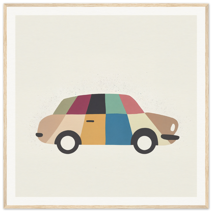 Colorful patchwork Kaleidoscope Car Jazz featuring a rounded vintage design