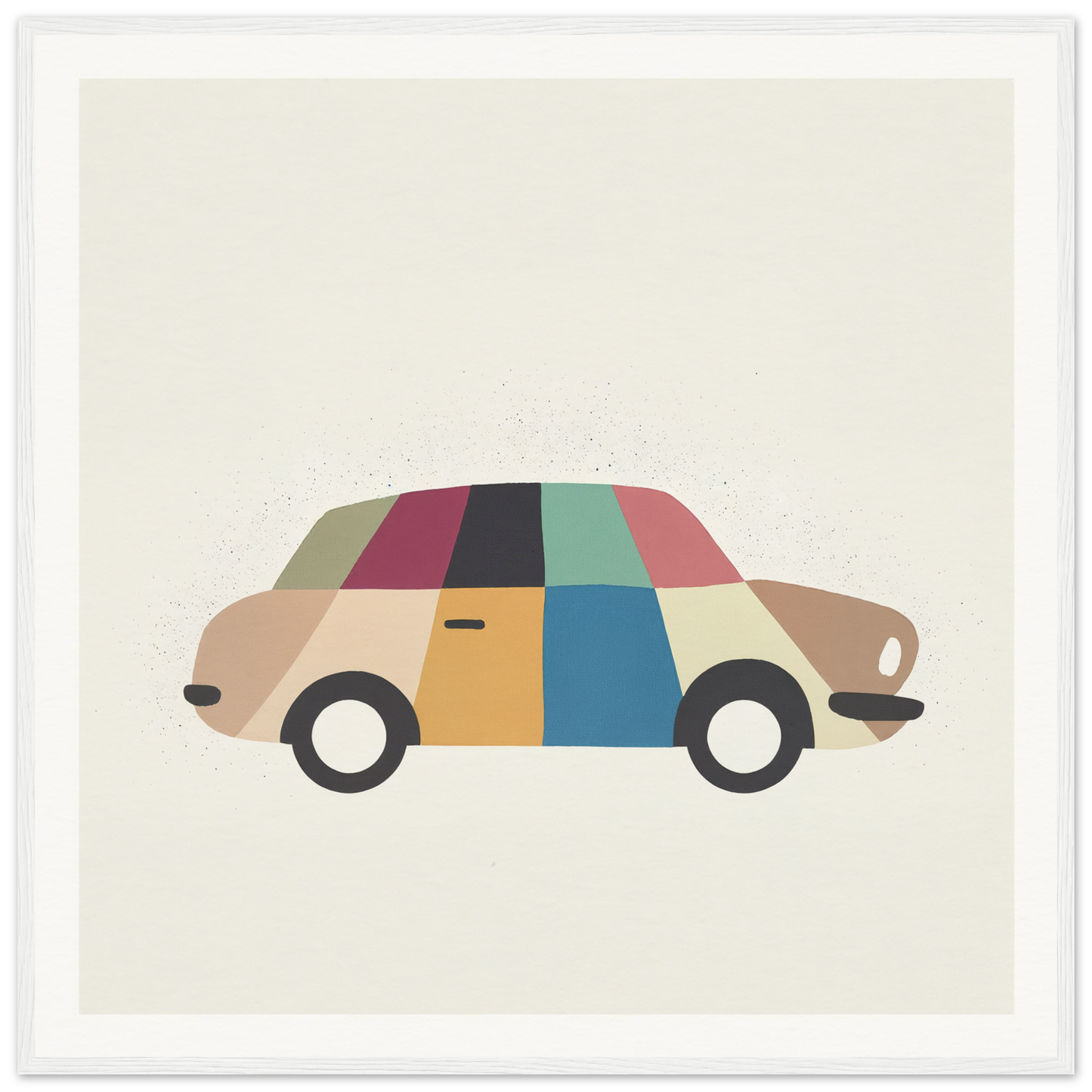 Colorful patchwork Kaleidoscope Car Jazz featuring a vintage rounded design