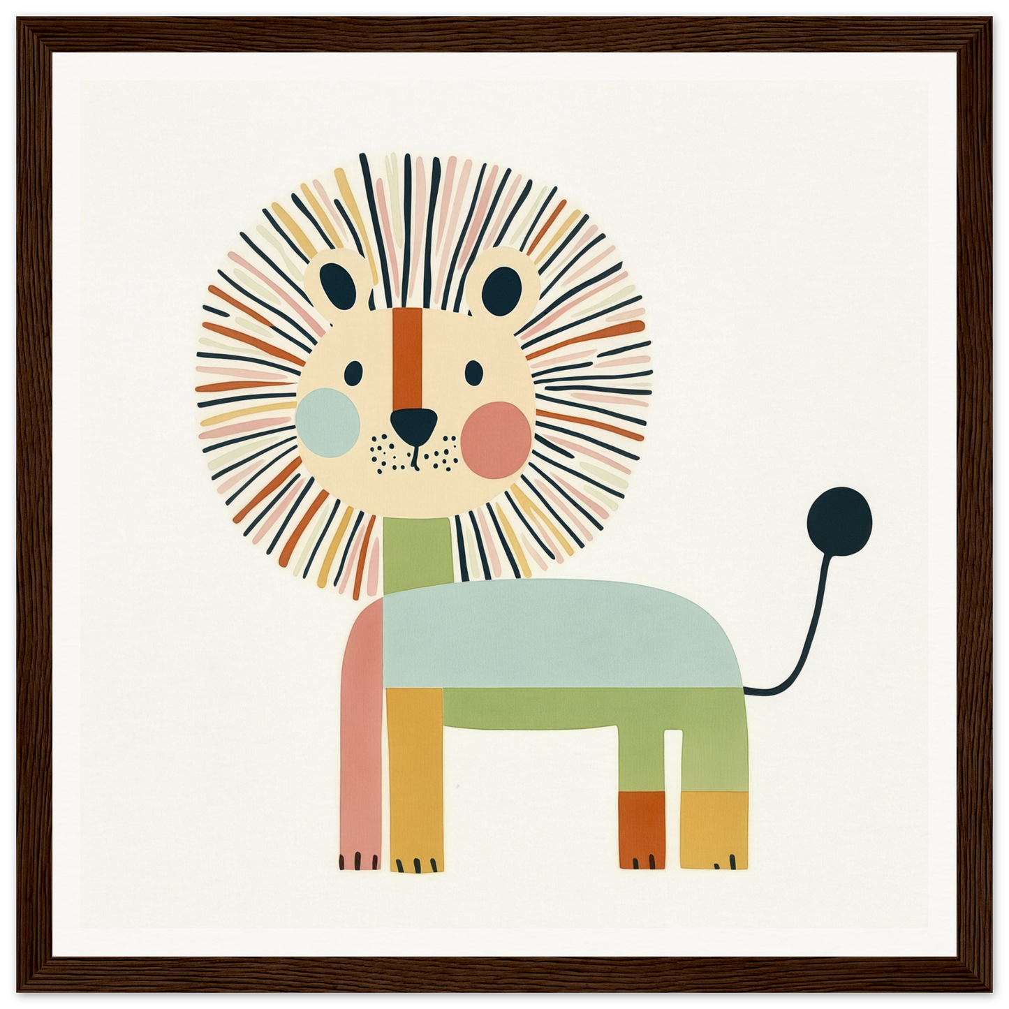 Cute cartoon lion in pastel colors with geometric shapes from Kaleidoscope Safari Dreamscape