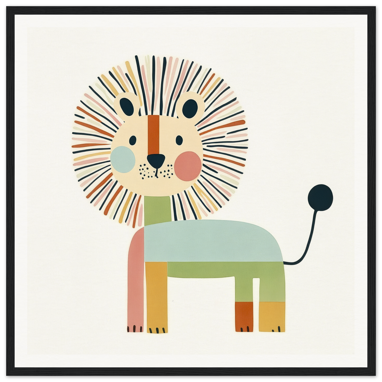 Cute cartoon lion with geometric shapes in pastel colors for Kaleidoscope Safari Dreamscape