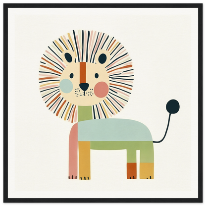 Cute cartoon lion with geometric shapes in pastel colors for Kaleidoscope Safari Dreamscape