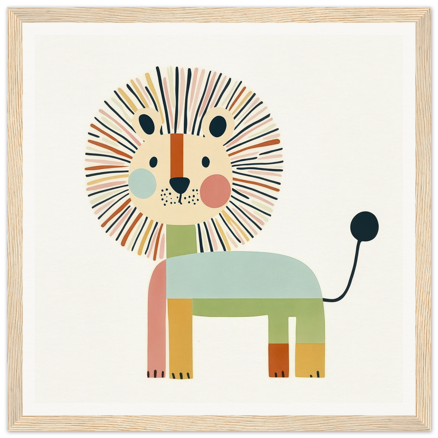 Cute cartoon lion with geometric shapes in pastel colors from Kaleidoscope Safari Dreamscape