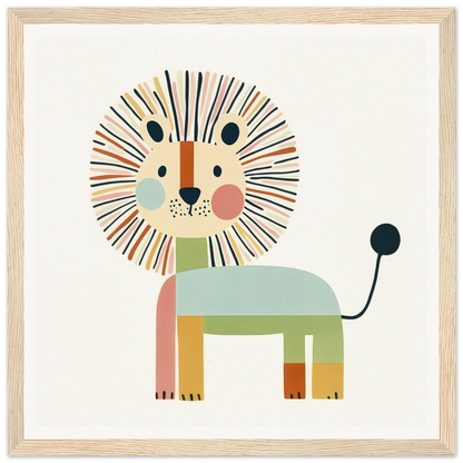 Cute cartoon lion with geometric shapes in pastel colors from Kaleidoscope Safari Dreamscape