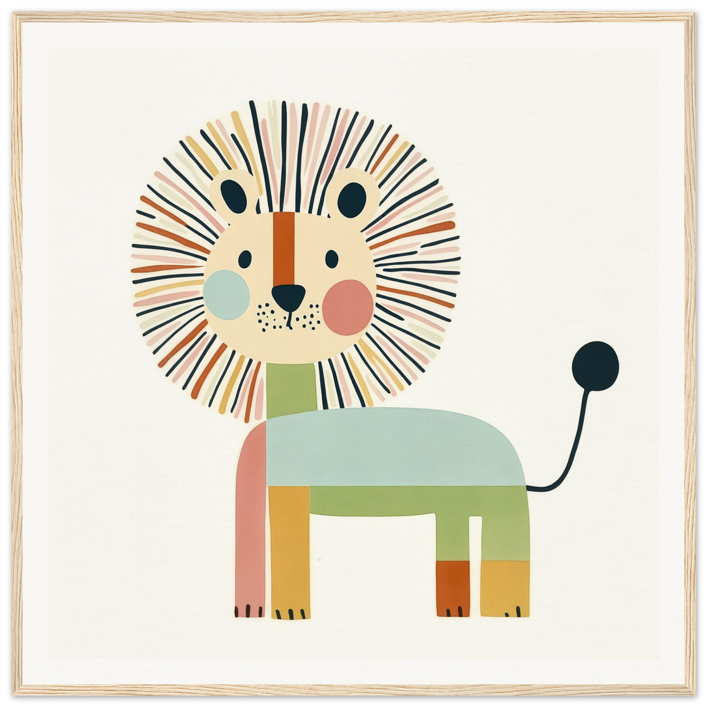 Cute cartoon lion with geometric body in pastel colors for Kaleidoscope Safari Dreamscape