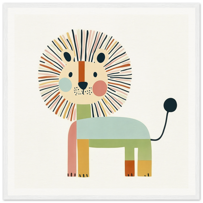 Cute cartoon lion with geometric design in pastel colors for Kaleidoscope Safari Dreamscape