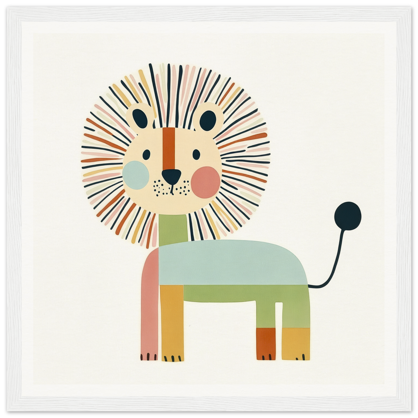 Cute cartoon lion with geometric shapes in pastel colors for Kaleidoscope Safari Dreamscape