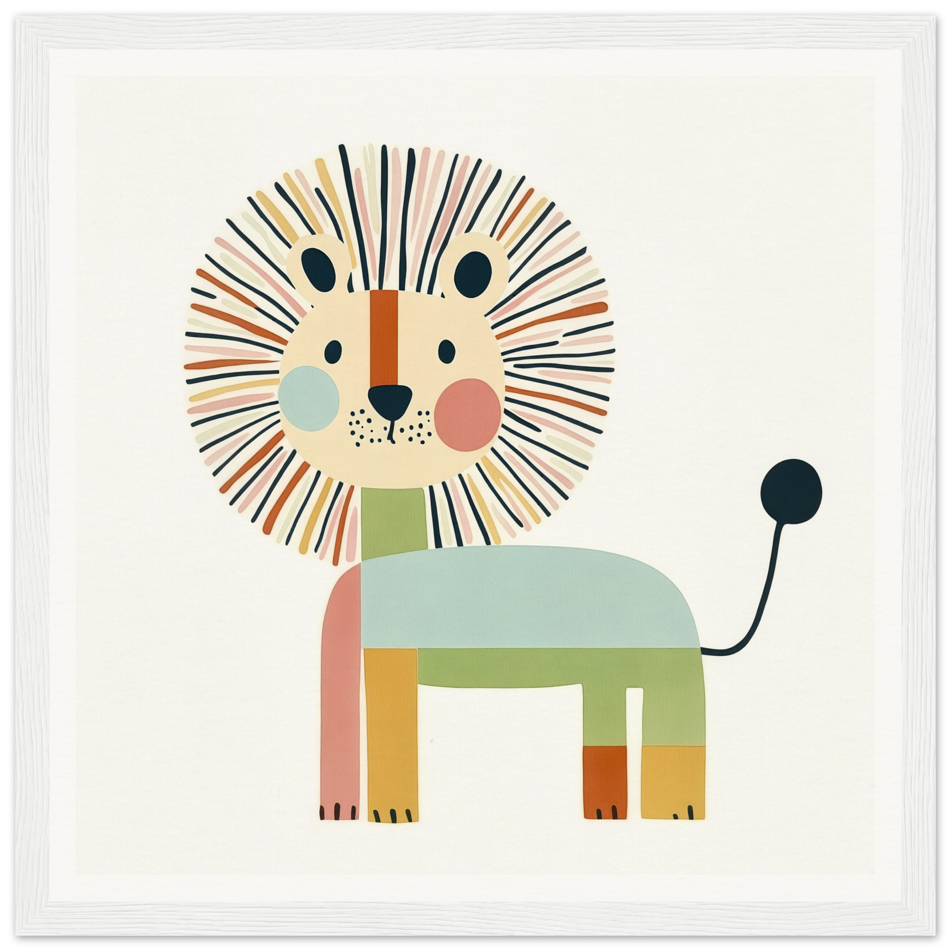 Cute cartoon lion with geometric shapes in pastel colors for Kaleidoscope Safari Dreamscape