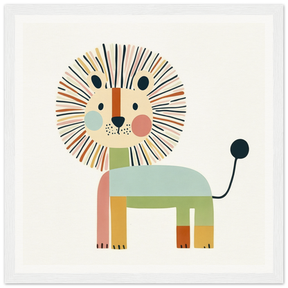 Cute cartoon lion with geometric shapes in pastel colors for Kaleidoscope Safari Dreamscape