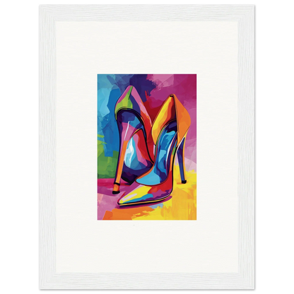 Colorful abstract painting of high-heeled stiletto shoes for room decor canvas prints