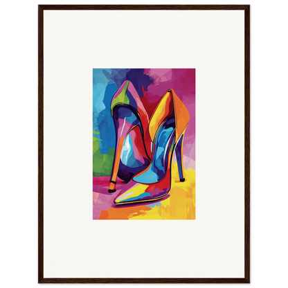 Colorful abstract high-heeled shoes painting for vibrant room decor and canvas prints