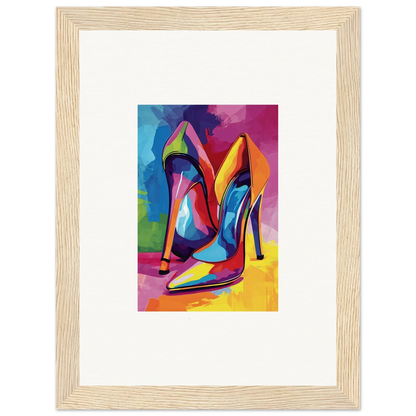 Colorful abstract high-heeled shoes painting for room decor and canvas prints