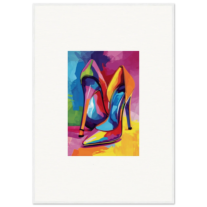 Colorful abstract painting of high-heeled shoes for room decor or canvas prints