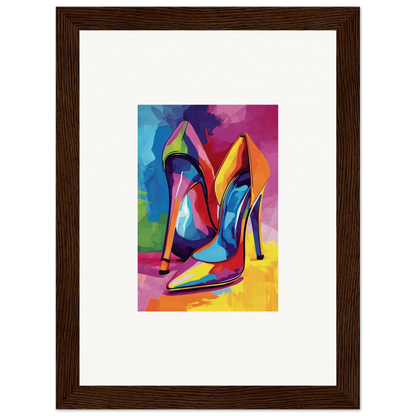 Colorful abstract painting of high-heeled stilettos for unique room decor canvas prints