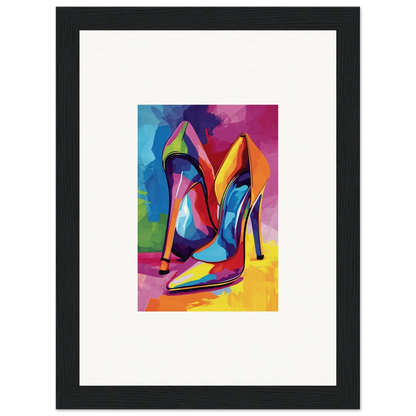 Vibrantly colored abstract high-heeled shoes for stylish room decor or canvas prints