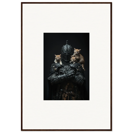 Framed wall art of three kittens with metallic objects, perfect for Room Decor