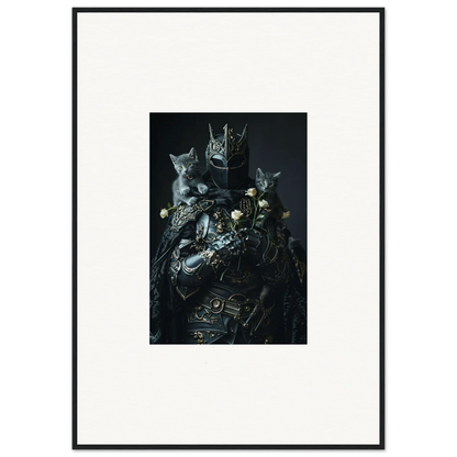 Dark surreal portrait of cats in armor for unique room decor or canvas prints