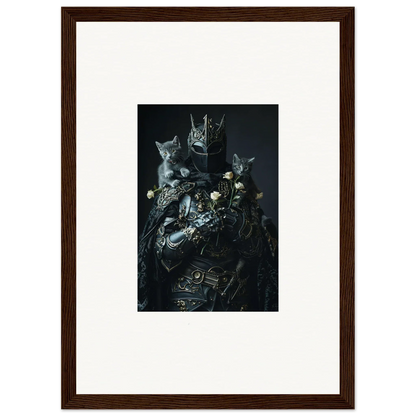 Dark surreal artwork of cats among mechanical parts, perfect for room decor or canvas prints