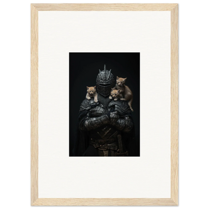 Framed wall art of three kittens with a crown, perfect for noble diplomat room decor