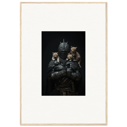 Dark portrait of three kittens with a crown for noble diplomat room decor wall art