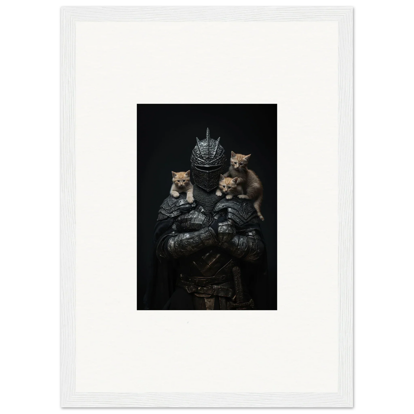 Three kittens with a crown on a dark background for Noble Diplomat wall art decor