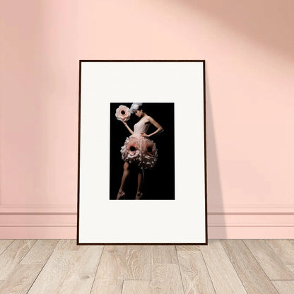 Framed wall art of a figure in floral costume for elegant room decor