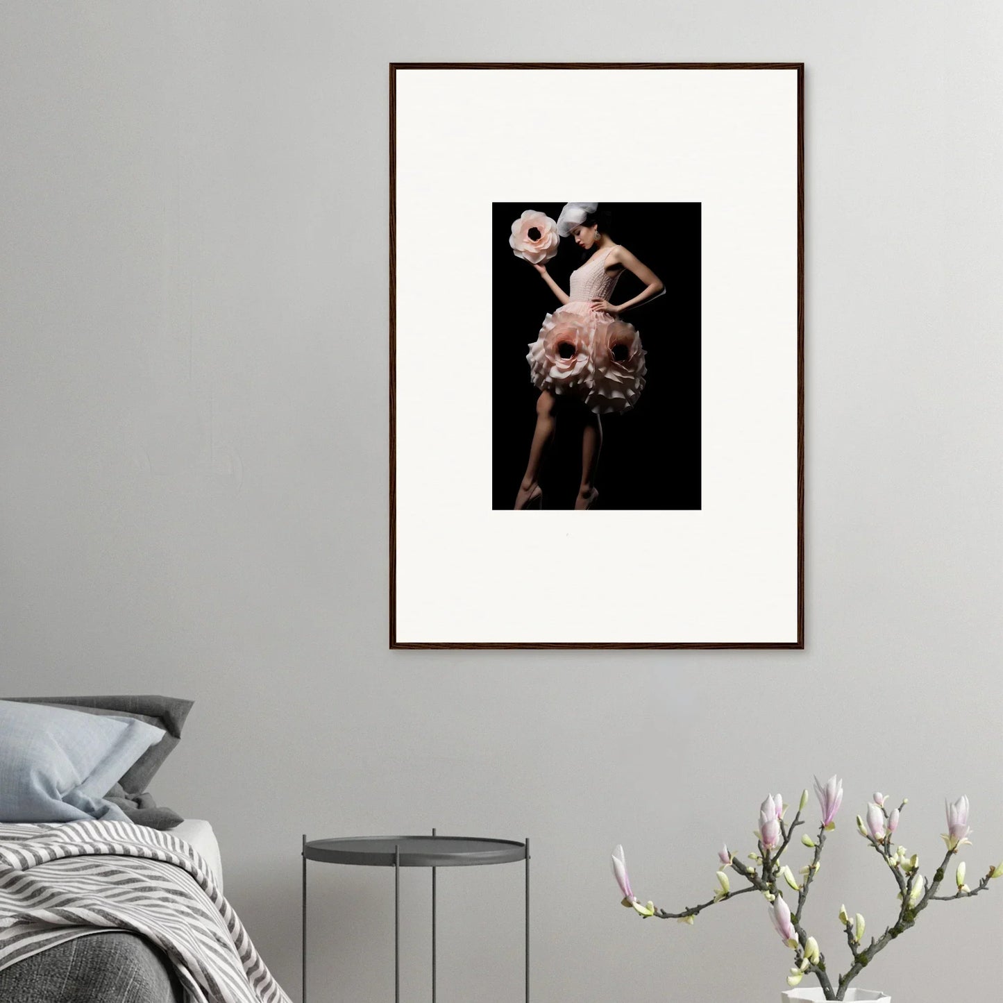 Framed wall art of a dancer in a pink tutu for elegant room decor