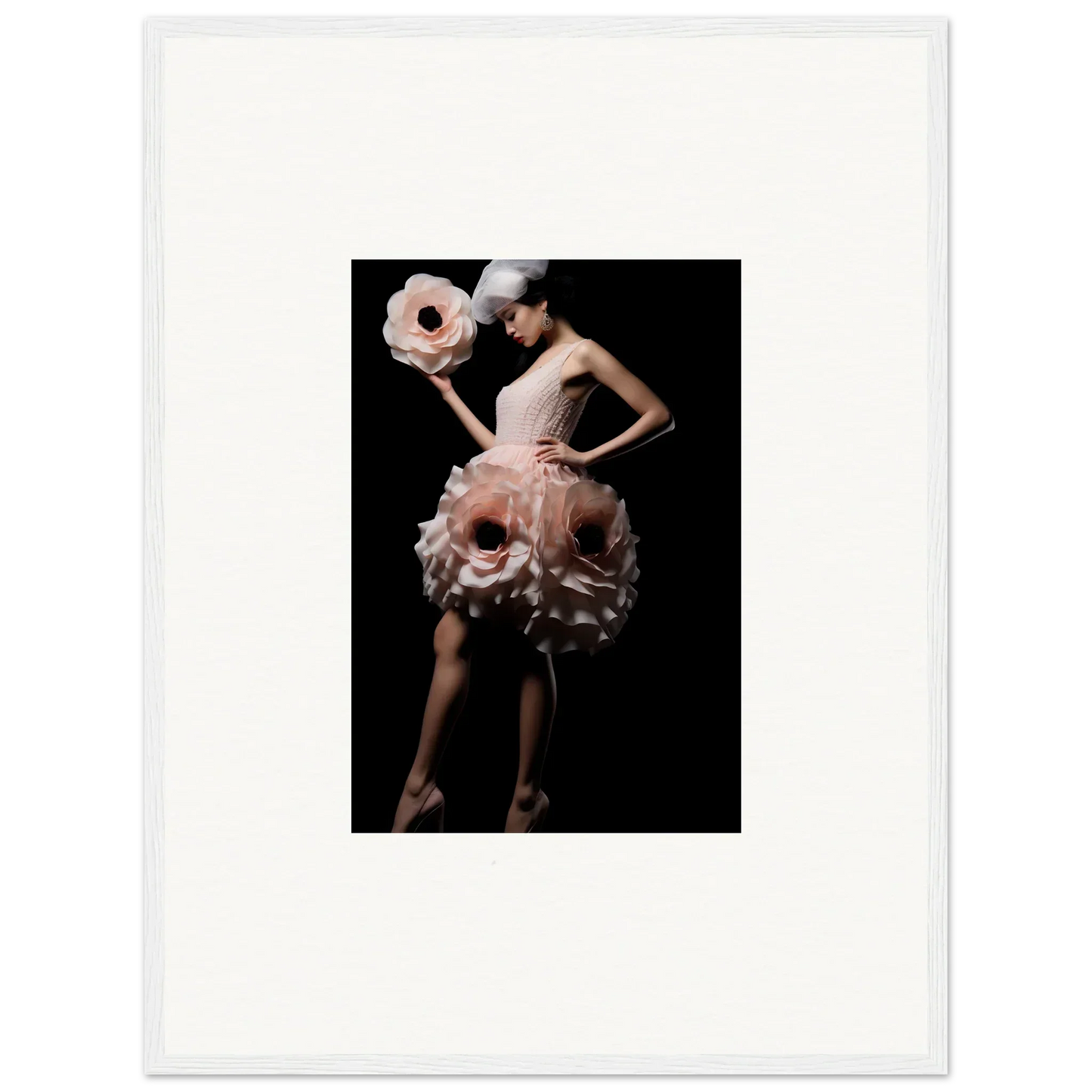 Dancer in a pink ruffled skirt and floral headpiece for elegant room decor canvas prints