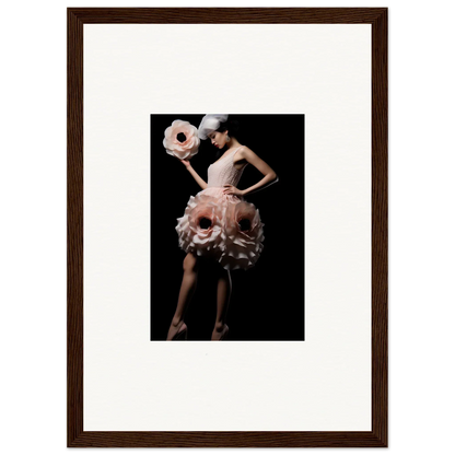 Dancer in a pink ruffled dress with a matching hat for stunning room decor canvas prints