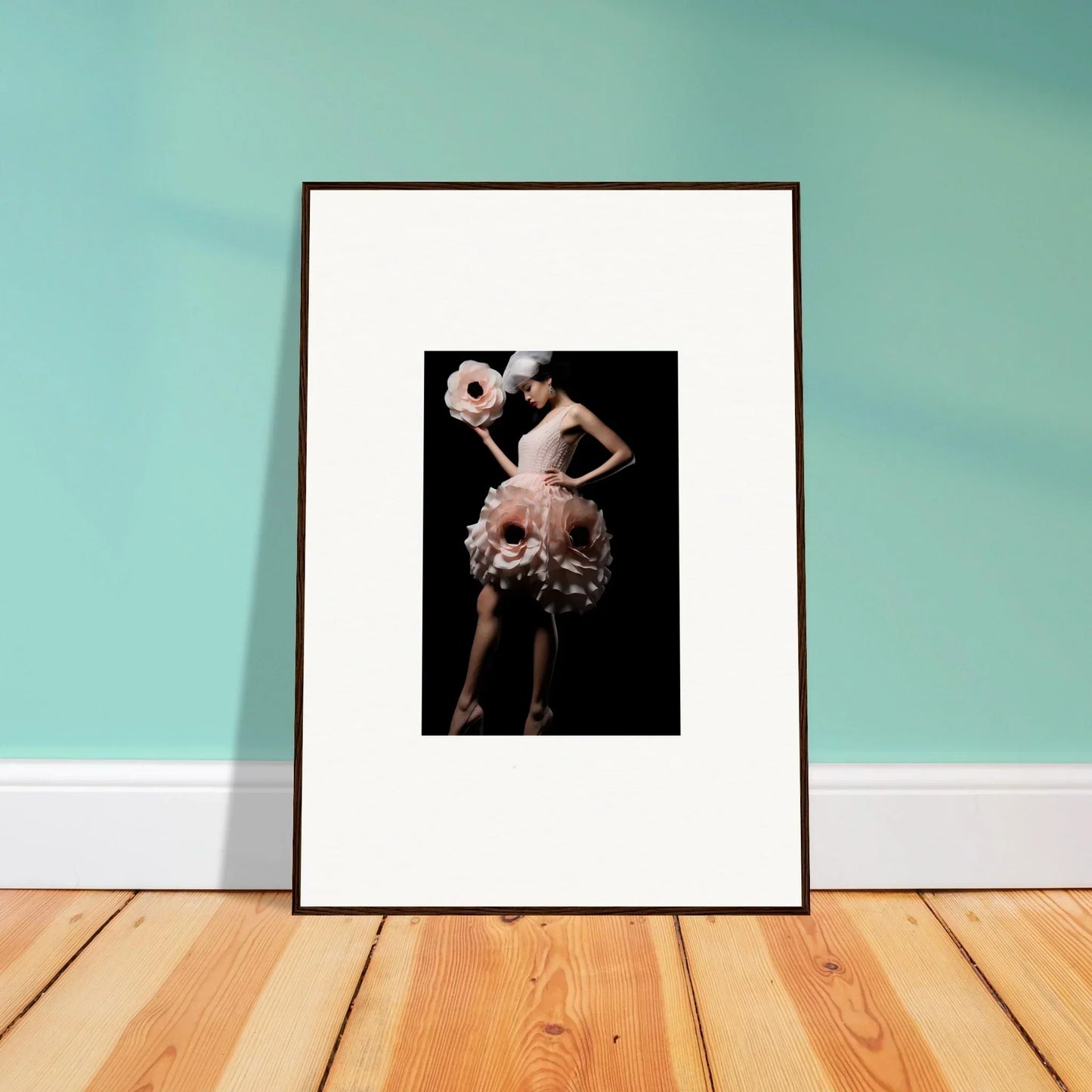 Framed wall art of a ballet dancer in a tutu, perfect for elegant room decor