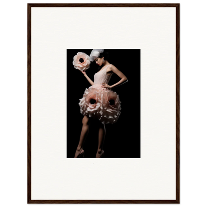 Dancer in a pink ruffled dress with a flower prop for vibrant room decor canvas prints