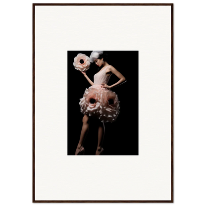 Dancer in pink floral dress with matching hat, perfect for room decor and canvas prints