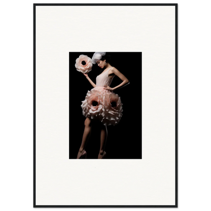 Dancer in pink dress with flower prop, perfect for framed wall art and room decor