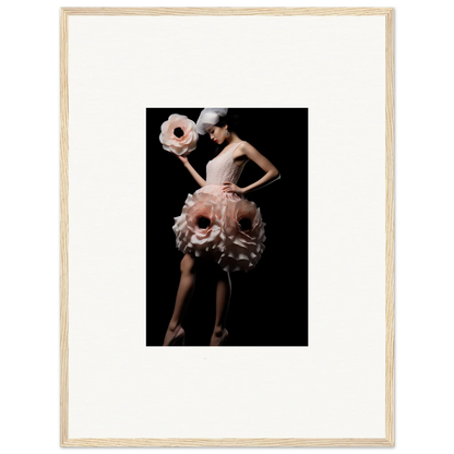 Dancer in pink ruffled dress with flower prop, ideal for canvas prints and wall art