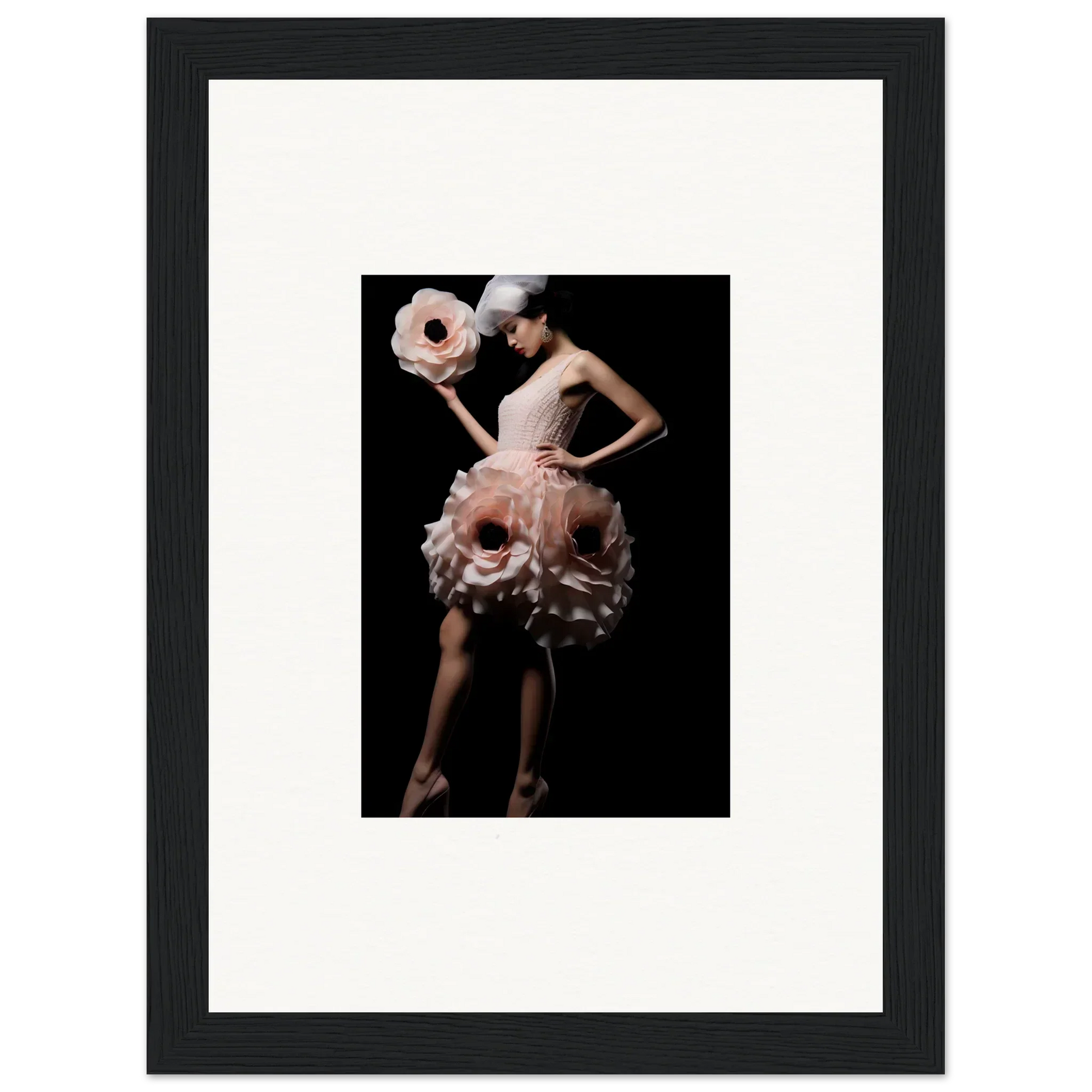 Framed wall art of a dancer in a pink dress, perfect for elegant room decor