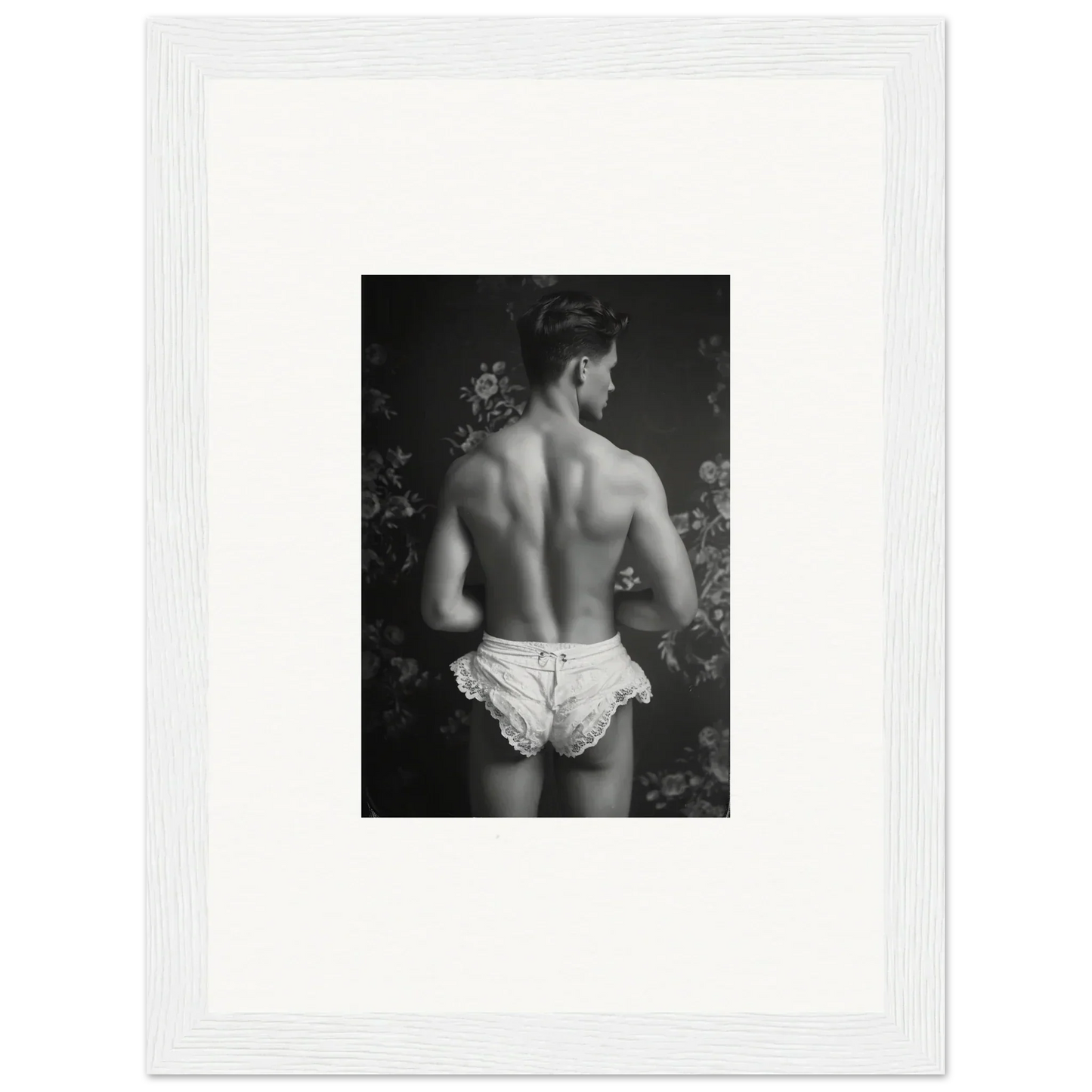 Stunning black and white canvas print of a muscular back for unique wall art