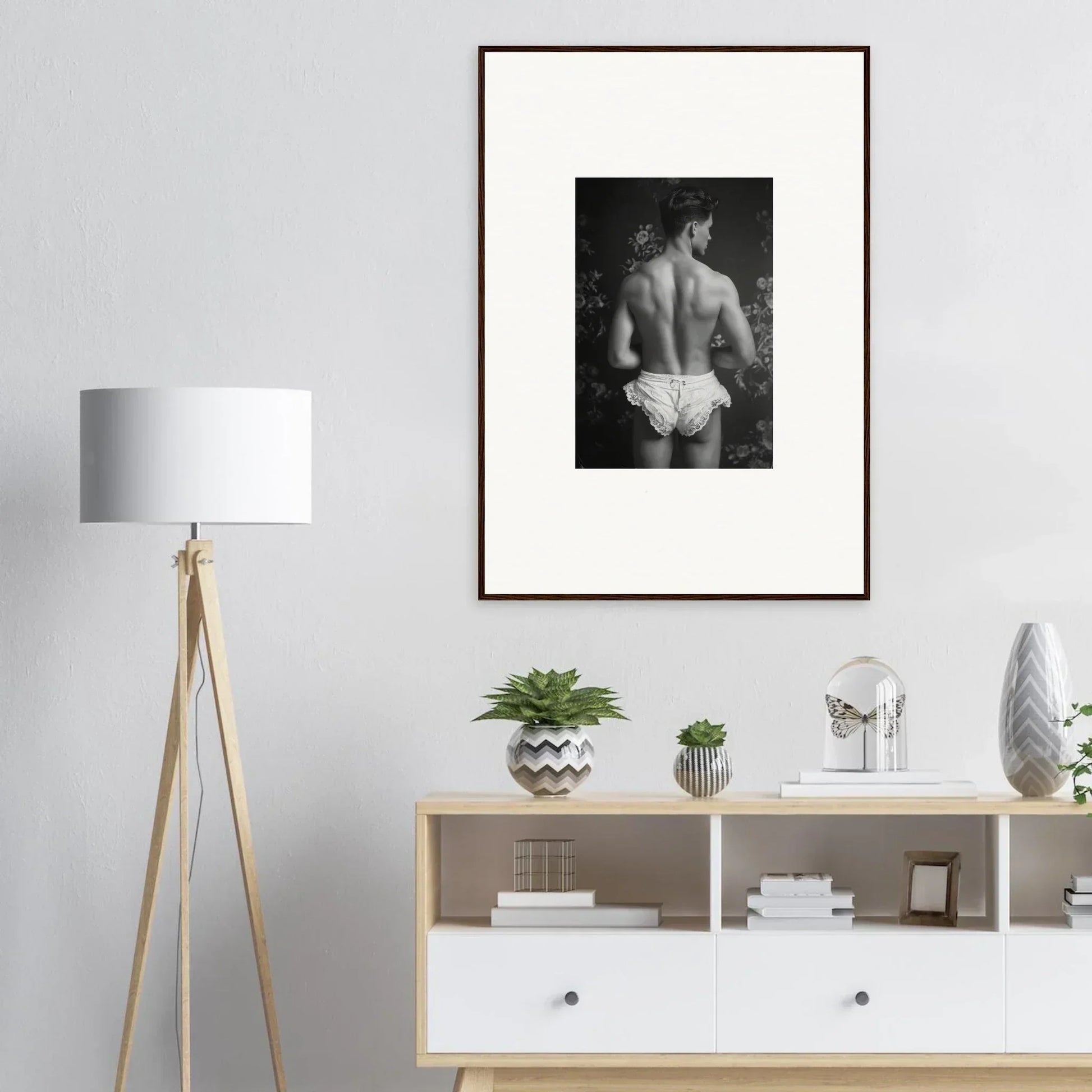 Framed black and white canvas print for unique room decoration and stylish wall art