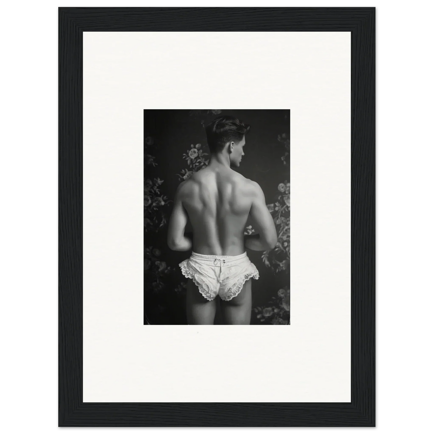 Black and white canvas print of a muscular back, perfect for room decoration wall art