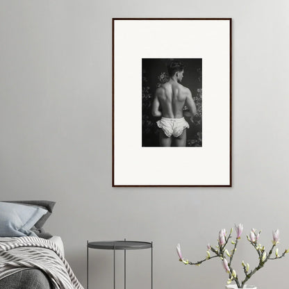 Framed black and white canvas print of a bare back, perfect for chic room decoration