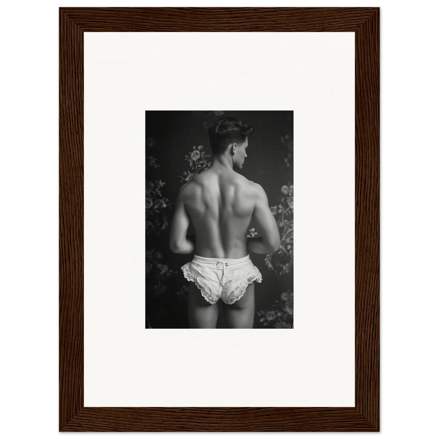 Muscular back and buttocks in white underwear, perfect for canvas print wall art