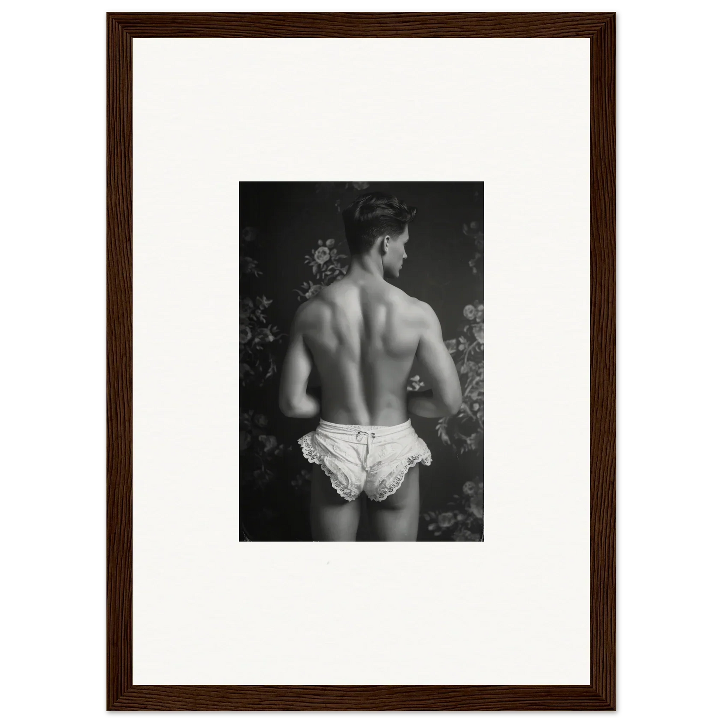 Muscular back in white underwear, perfect for canvas print wall art and room decoration